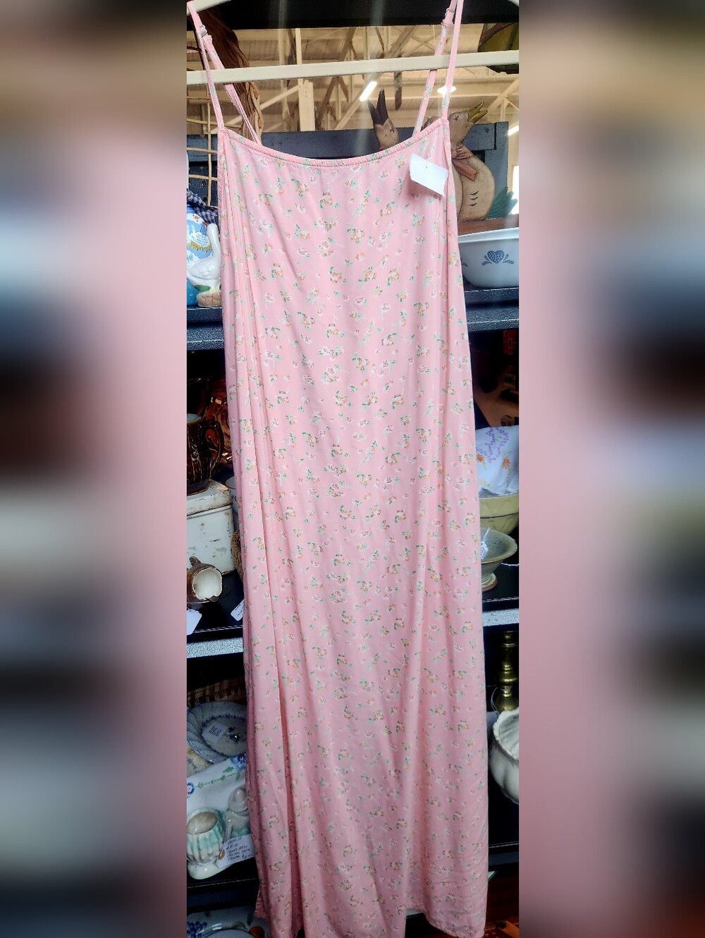 Billabong Pink Floral Maxi Dress | Cottagecore Boho Slip Dress | Side Slits